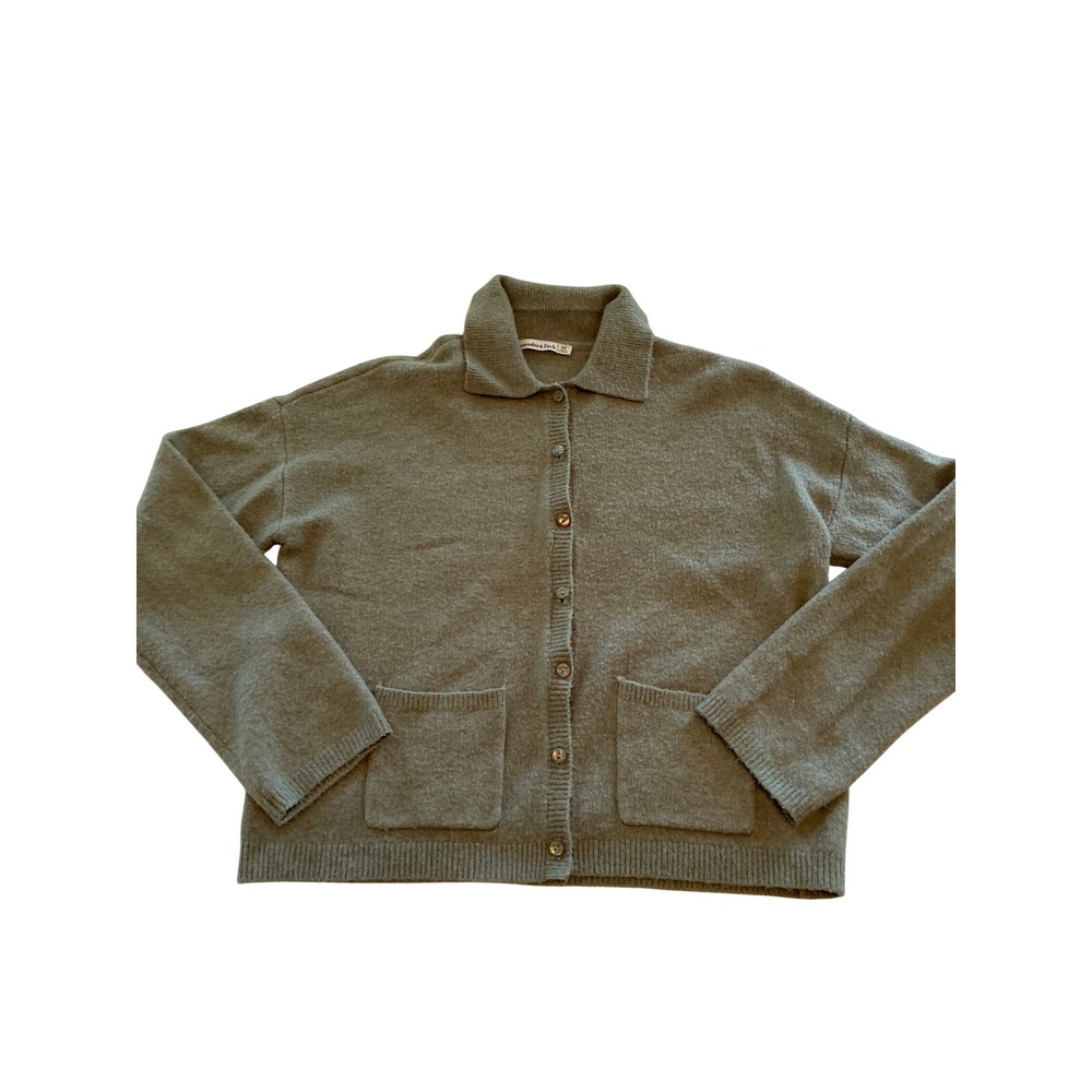 Abercrombie & Fitch Womens Green Polo Collar Button Front Cardigan Sweater XS